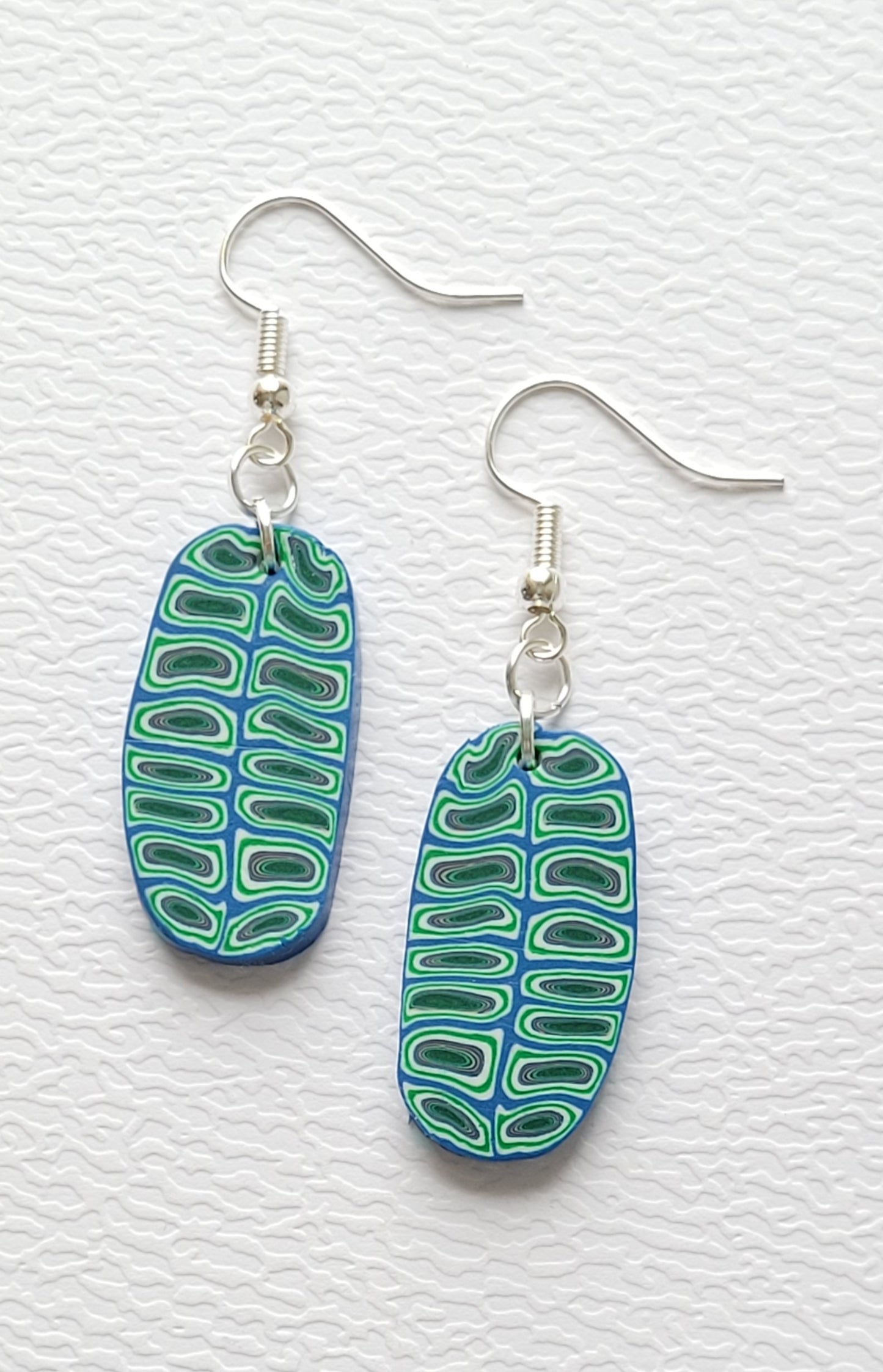 PC107 Blue Jungle Leaf Earrings