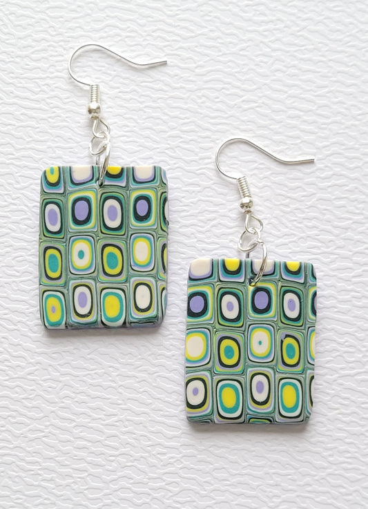 PC102. Mod Cane Rectangle Earrings