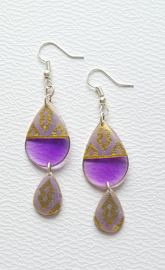 R106. Purple 2 Teardrop Earrings