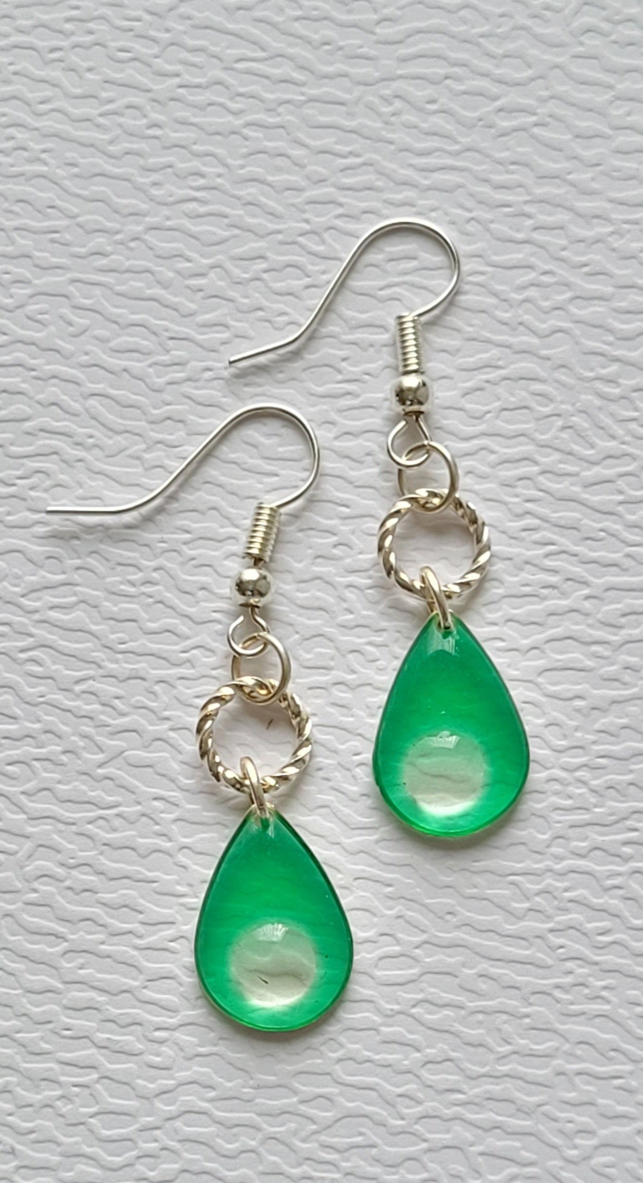 R109. Green Teardrop Earrings