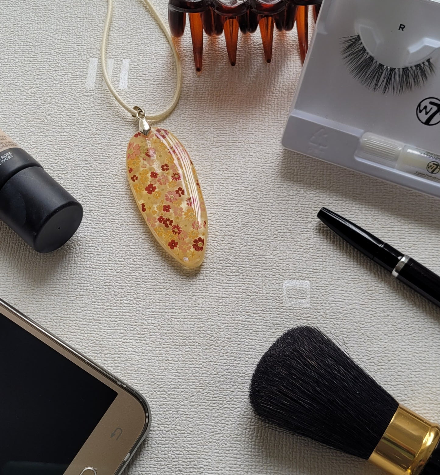 R114. Floral Long Teardrop Pendant