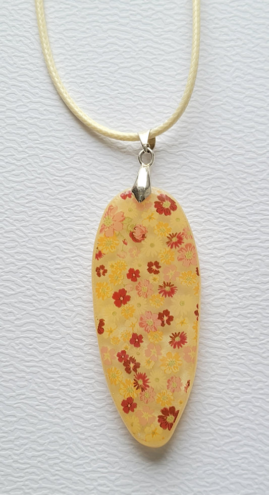 R114. Floral Long Teardrop Pendant