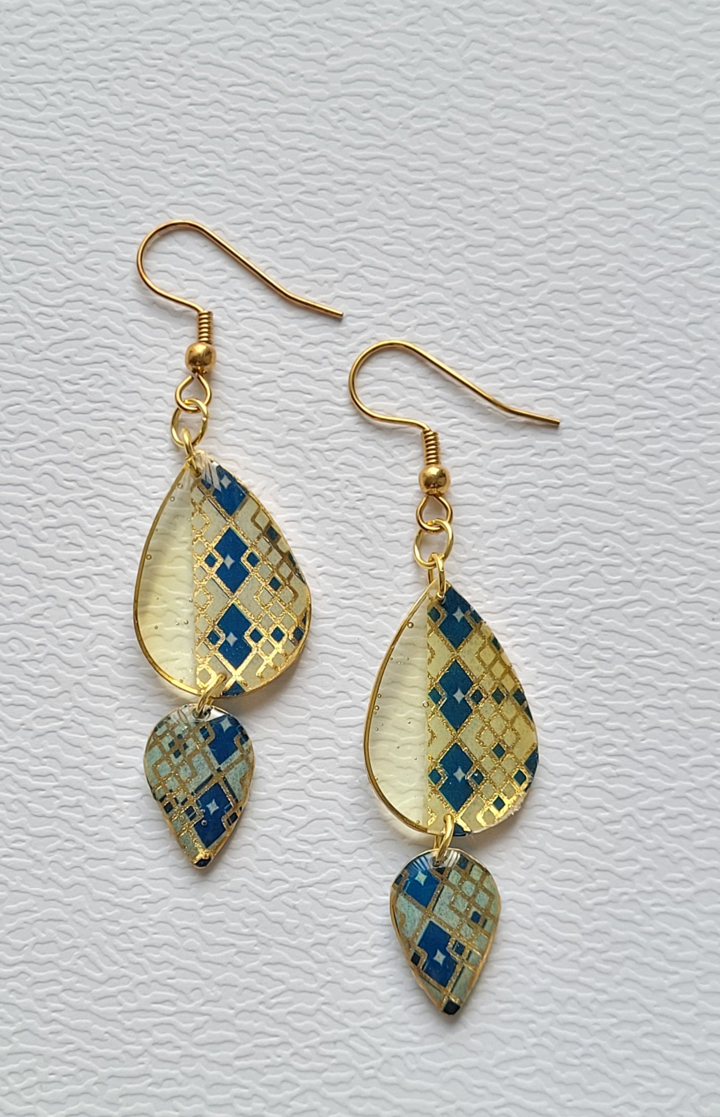 R117. Blue 2 Teardrop Earrings