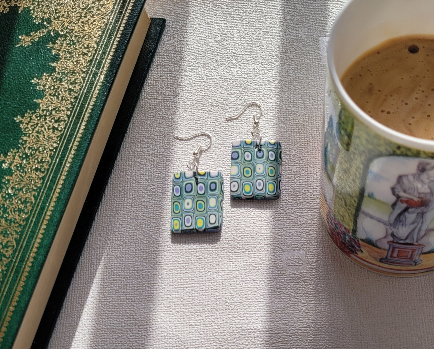 PC102. Mod Cane Rectangle Earrings