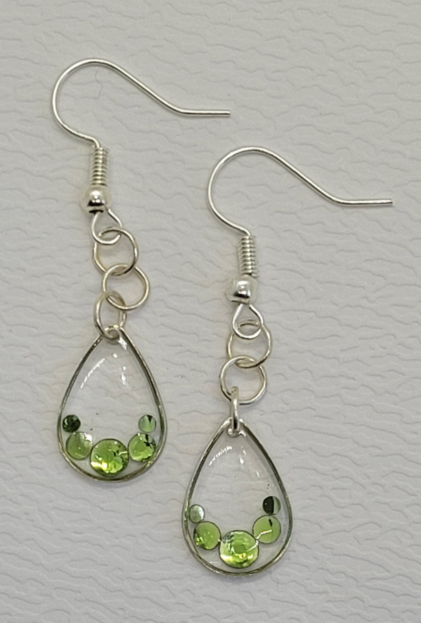 R102. Green Crystals Teardrop Earrings