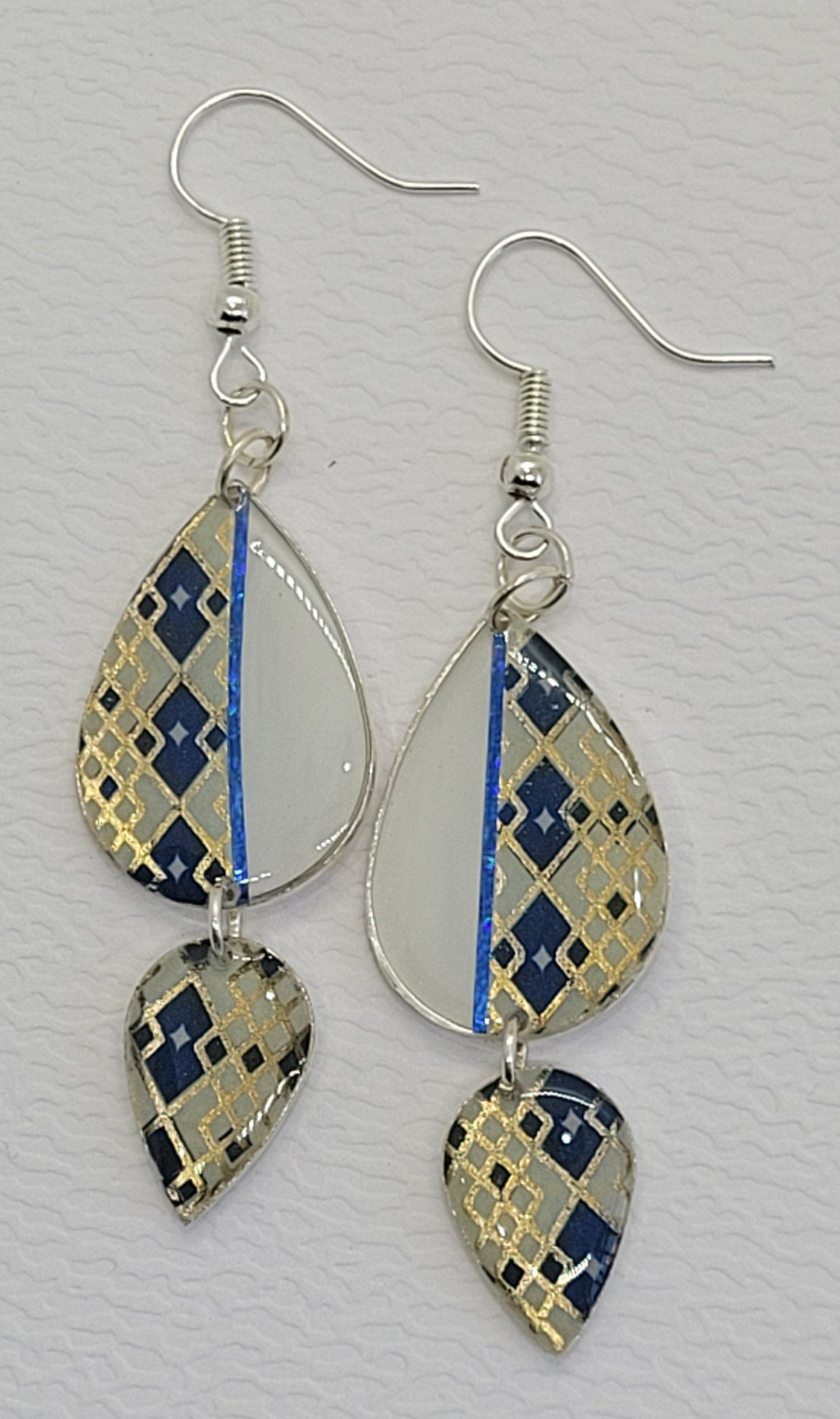 R107. White 2 Teardrop Earrings